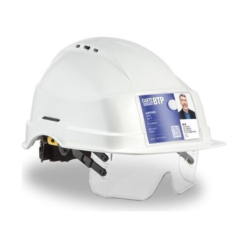 Casque de protection avec lunette int&eacute;gr&eacute;e IRIS 2 Auboueix - NF EN 397 - Protection faciale et confort