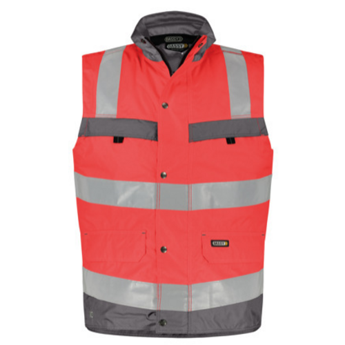GILET HAUTE VISIBILITE SANS MANCHES BILBAO GRIS/ROUGE