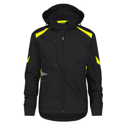 VESTE KALAMA SOFTSHELL BICOLORE NOIR/JAUNE 100% POLYESTER 280GR