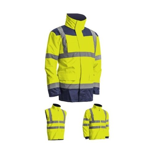 Parka multicouches haute visibilit&eacute; KANATA 4/1 - EN 342, EN 343, EN ISO 20471 - Protection pluie et froid - Jaune / Marine