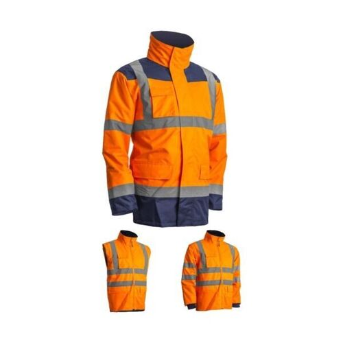 Parka multicouches haute visibilit&eacute; KANATA 4/1 - EN 342, EN 343, EN ISO 20471 - Protection pluie et froid - Orange / Marine