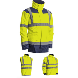 PARKA HV 4EN1 KANATA POLYESTER JAUNE FLUO/MARINE REF.7KANY PARKA HV 4EN1 KANATA POLYESTER JAUNE FLUO/MARINE REF.7KANY