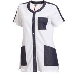 TUNIQUE FEMME MC BELINDA BLANC/BLUE DENIM CP 220GR TUNIQUE FEMME MC BELINDA BLANC/BLUE DENIM CP 220GR
