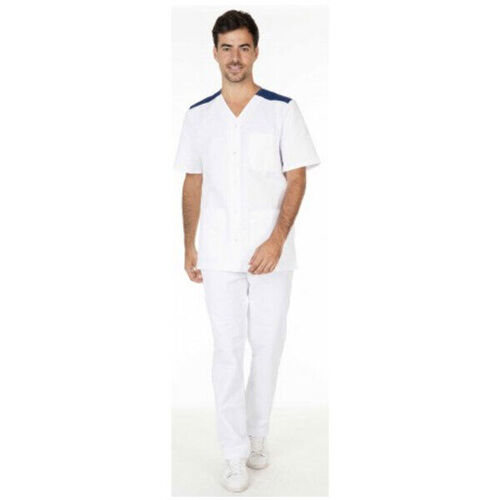 TUNIQUE HOMME VALENTIN  MC PC 65/35 BLANC/MARINE