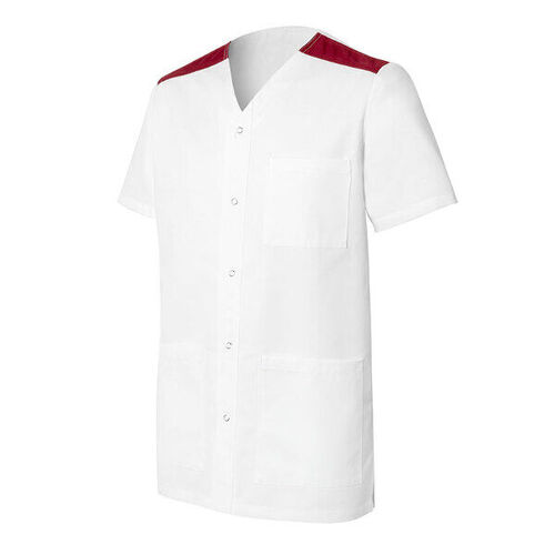 TUNIQUE HOMME VALENTIN MC PC 65/35 BLANC/BORDEAUX