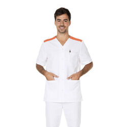 Tunique m&eacute;dicale homme VALENTIN Molinel - Coupe ajust&eacute;e en Polyester/Coton 210g/m� ISO 15797 Rezé