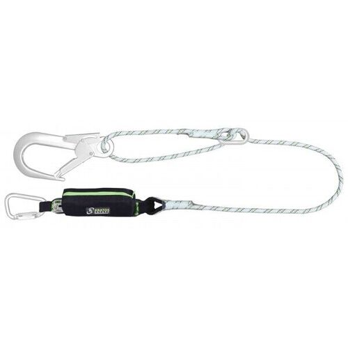 LONGE EN CORDE TRESS&Eacute;E 2 M AVEC ABSORBEUR ET BOUCLE &Agrave; R&Eacute;DUCTEUR