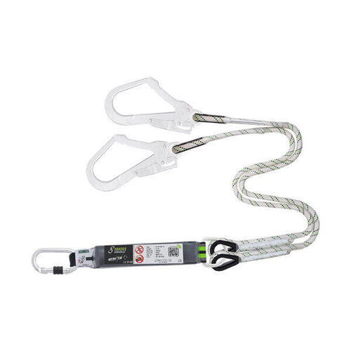 LONGE FOURCHE TRESS&Eacute;E 1 M AVEC ABSORBEUR D'&Eacute;NERGIE ET MOUSQUETONS FA 30 600 10