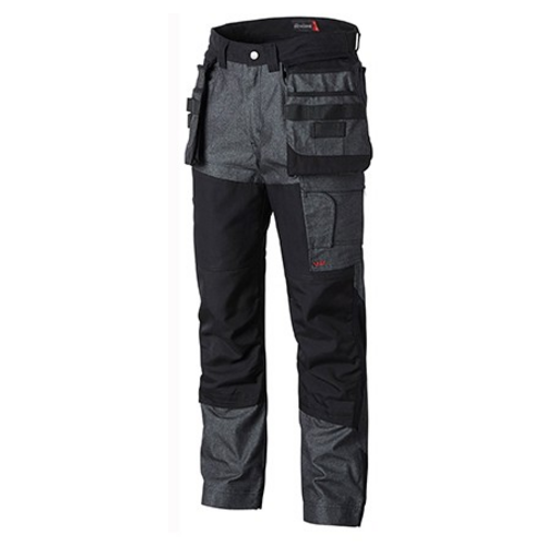 PANTALON FAMOUS FORCE LIGHT BNT NOIR/GRIS+POCHES GENOUX 285GR REF.2120