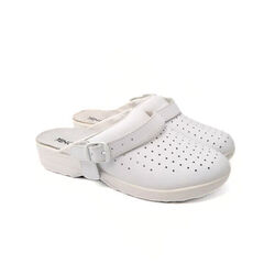 SABOT DE TRAVAIL A BRIDE BORA SOUPLE AERE CUIR BLANC NON SECU SABOT DE TRAVAIL A BRIDE BORA SOUPLE AERE CUIR BLANC NON SECU