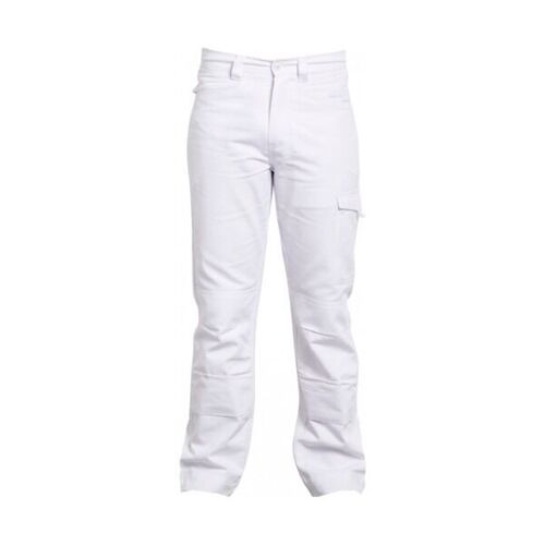 Pantalon de travail blanc &agrave; poches genoux PBV� EVO 100% coton 300g - R&eacute;f. 01AB
