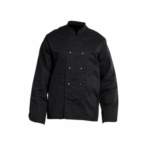 VESTE CUISINE A PRESSIONS MANCHES LONGUES PC NOIR REF 16BPN