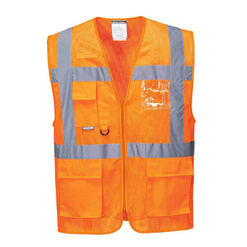GILET ETE MESHAIR ORANGE EN MAILLE AEREE 100% POLYESTER 150G REF.C376