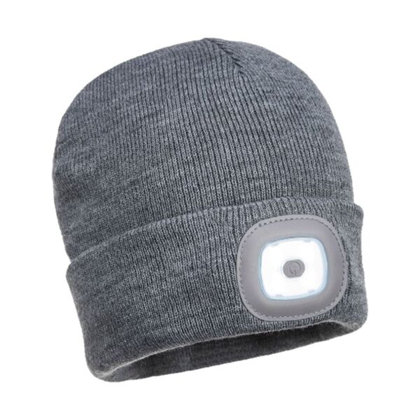 Bonnet Beanie avec lampe LED amovible rechargeable USB Portwest B029 - Confort et &eacute;clairage mains libres