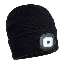 Bonnet Beanie avec lampe LED amovible rechargeable USB Portwest B029 - Confort et &eacute;clairage mains libres Rezé
