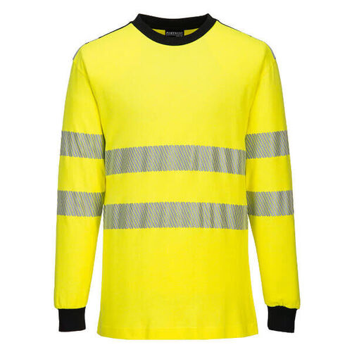 T-SHIRT HI-VIS JAUNE/MARINE MODACRYLIQUE/COTON 300GR REF.FR701