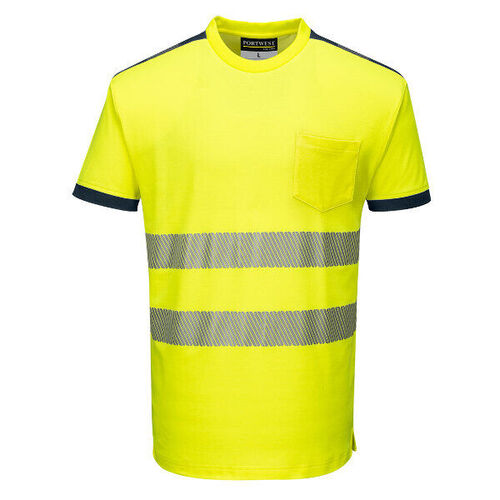 T-SHIRT HV JAUNE VISION BANDES SEGMENTEES COL ROND REF.T181
