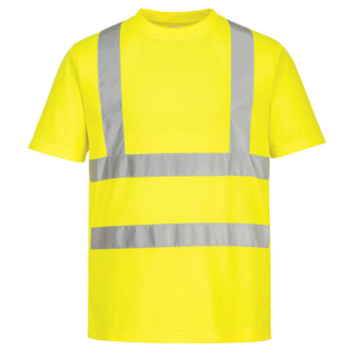 T SHIRT HV JAUNE 100% POLYESTER RECYCLE NID D'ABEILLE 150G REF.EC12