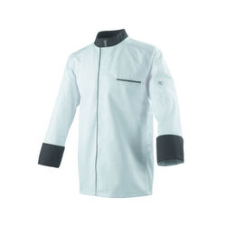 VESTE DE CUISINE MIXTE ABAX ML BLANC/GRIS POLYCOTON