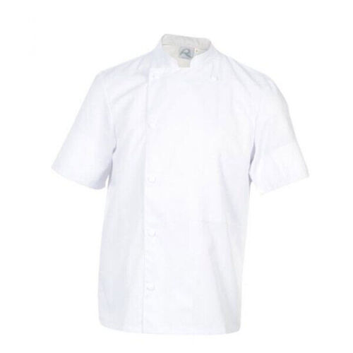VESTE CUISINE MADRAS A PRESSIONS MC PC BLANC