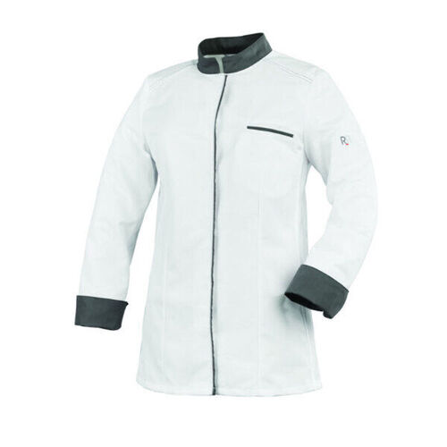 VESTE DE CUISINE FEMME ELBAX ML BLANC/GRIS POLYCOTON