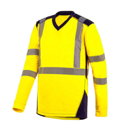 T SHIRT ML BALI  HV EN20471 CL2 100% POLYESTER140GR JAUNE/MARINE REF/9M