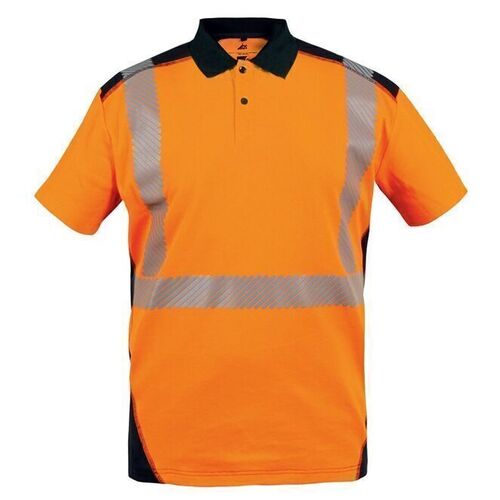POLO MC BORNEO HV EN20471 CL2 100% POLYESTER140GR ORANGE/MARINE
