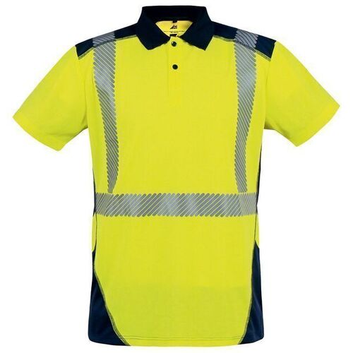 POLO MC BORNEO HV EN20471 CL2 100% POLYESTER140GR JAUNE/MARINE