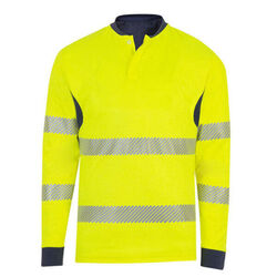 POLO ML GINKO JAUNE/MARINE MAILLE IGNIFUEE/ANTISTATIQUE REF.GINKO
