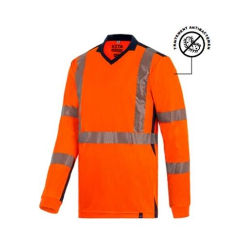 TSHIRT KITA ORANGE/MARINE ML 100% POLYESTER 37.5�