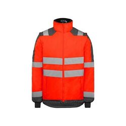 Gilet de froid haute visibilit&eacute; FREYA - Normes EN ISO 20471 & EN 14058 - Manches amovibles & Polyester recycl&eacute; GRS� - Rouge / Gris Rezé