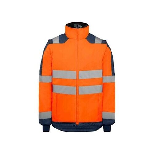 Gilet de froid haute visibilit&eacute; FREYA - Normes EN ISO 20471 & EN 14058 - Manches amovibles & Polyester recycl&eacute; GRS� - Orange / Marine