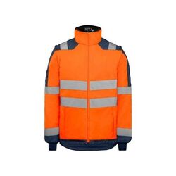 Gilet de froid haute visibilit&eacute; FREYA - Normes EN ISO 20471 & EN 14058 - Manches amovibles & Polyester recycl&eacute; GRS� - Orange / Marine Rezé