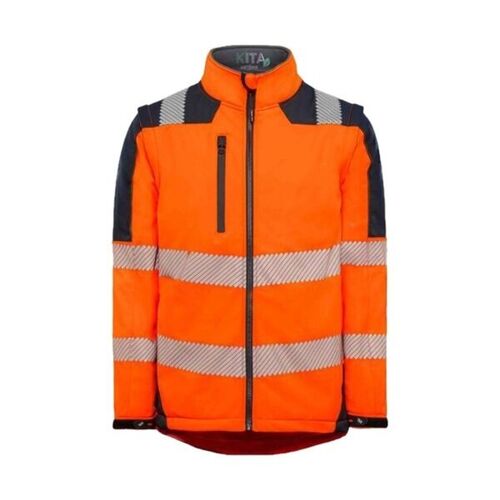 Veste Softshell haute visibilit&eacute; ART&Eacute;MIS EN ISO 20471 - Manches amovibles et &eacute;co-con&ccedil;ue - Orange / Marine