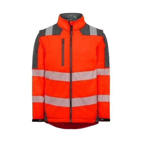 Veste Softshell haute visibilit&eacute; ART&Eacute;MIS EN ISO 20471 - Manches amovibles et &eacute;co-con&ccedil;ue - Rouge / Gris