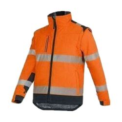 Veste Softshell haute visibilit&eacute; T2S SHERPA EN ISO 20471 - Manches amovibles, doublure Micromink et protection anti-ondes ONDE-BRELLA� - Orange / Marine Rezé