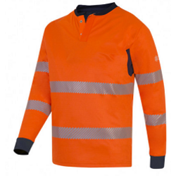 POLO ML GINKO ORANGE/MARINE MAILLE IGNIFUEE/ANTISTATIQUE REF.GINKO