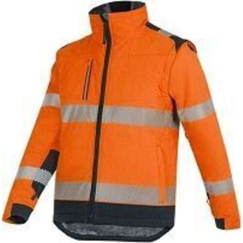 VESTE SOFTSHELL SHERPA HV ORANGE/MARINE MANCHE AMOVIBLE