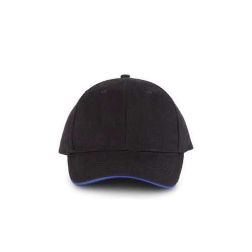 CASQUETTE KARIBAN ORLANDO NOIR/BLEU ROY COTON BROSSE R&eacute;f : KP011