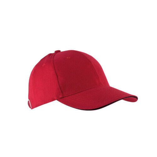 CASQUETTE KARIBAN ORLANDO ROUGE LISERE NOIR COTON BROSSE R&eacute;f : KP011