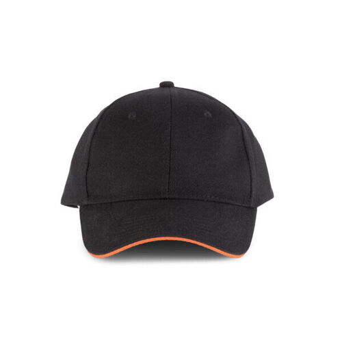 CASQUETTE KARIBAN ORLANDO NOIR/ORANGE COTON BROSSE R&eacute;f : KP011