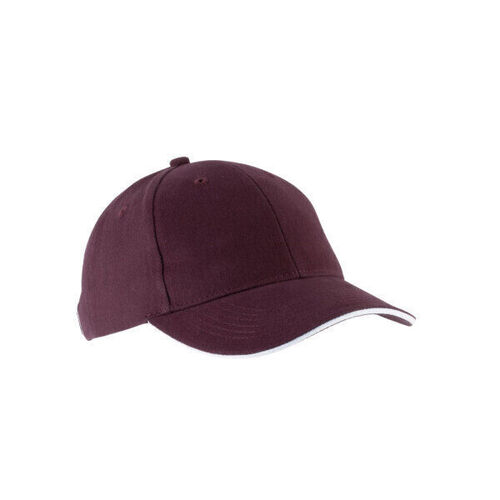 CASQUETTE KARIBAN ORLANDO BORDEAUX LISERE BLANC COTON BROSSE R&eacute;f : KP011