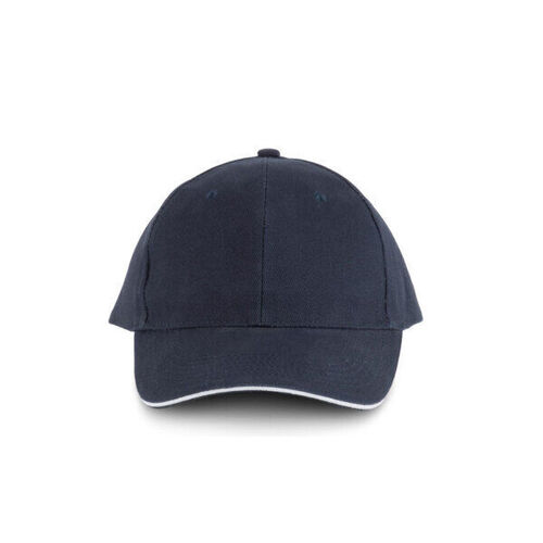 CASQUETTE KARIBAN ORLANDO MARINE LISERE BLANC COTON BROSSE R&eacute;f : KP011