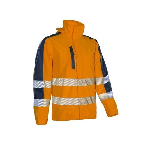 VESTE IMPERMEABLE ORANGE/MARINE HV HOTARU 2 COUCHES 100% POLYESTER REF.5HOT17