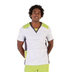 TUNQUE HOMME AITOR MC COL V BLANC/PISTACHE MICROFIBRE 99%PES ELAS REF. 616700