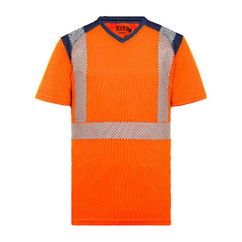 TSHIRT KITA/ATHENA ORANGE/MARINE MC 100%POLY RECYCLE GRS 130GR REF.TSHIRKITAC1OM