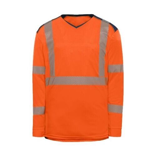 Tee-shirt manches longues haute visibilit&eacute; BELIZE EN ISO 20471 - Technologie 37.5� thermor&eacute;gulante et respirante - Orange / Marine
