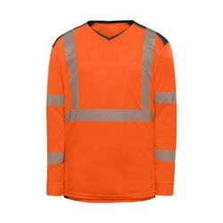 Tee-shirt manches longues haute visibilit&eacute; BELIZE EN ISO 20471 - Technologie 37.5� thermor&eacute;gulante et respirante - Orange / Marine Rezé