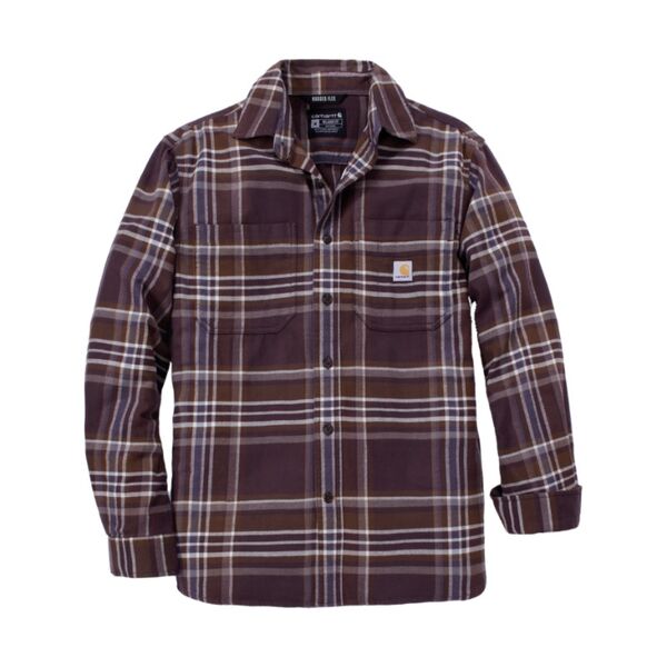 Chemise de travail manches longues en flanelle Carhartt RF REL. FIT MIDW. FLANNEL LS PLAID SHIRT 107010 - Stretch Rugged Flex�