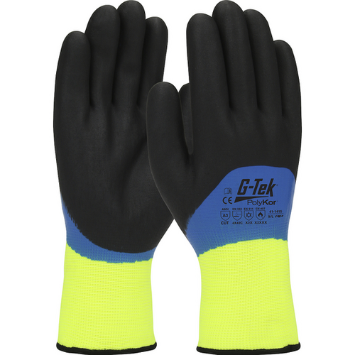 Gants de protection G-TEK� POLYKOR� haute-visibilit&eacute; - EN388 4X32C - Isolant thermique et double enduction nitrile